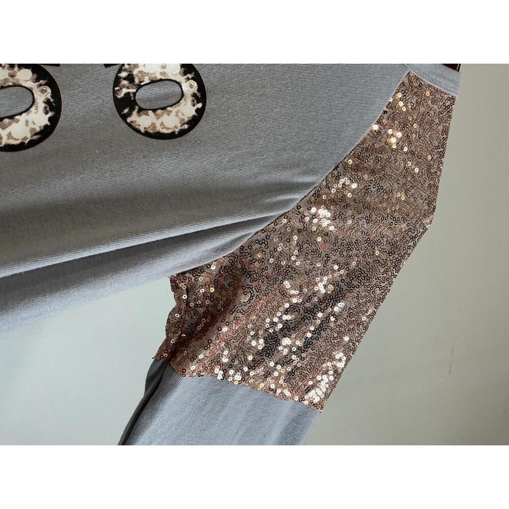 Women's Novelty Long Sleeve Holiday Shirt with Sequins Occassion Festive size M - Picture 3 of 7